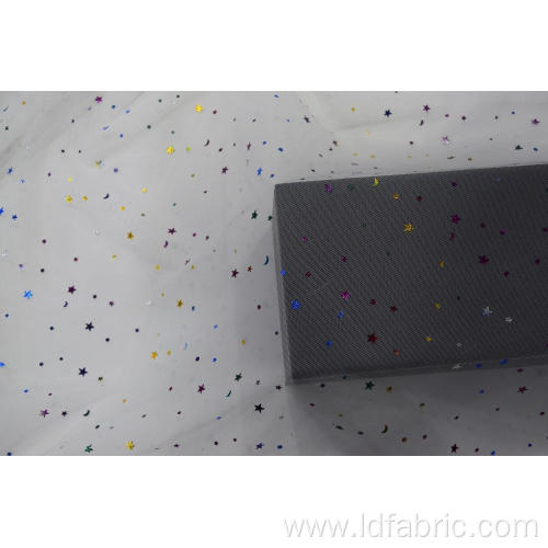 100% Polyester Star And Moon Pattern Mesh Fabric